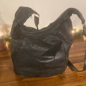 Vintage Patchwork Black Hobo Shoulder Bag